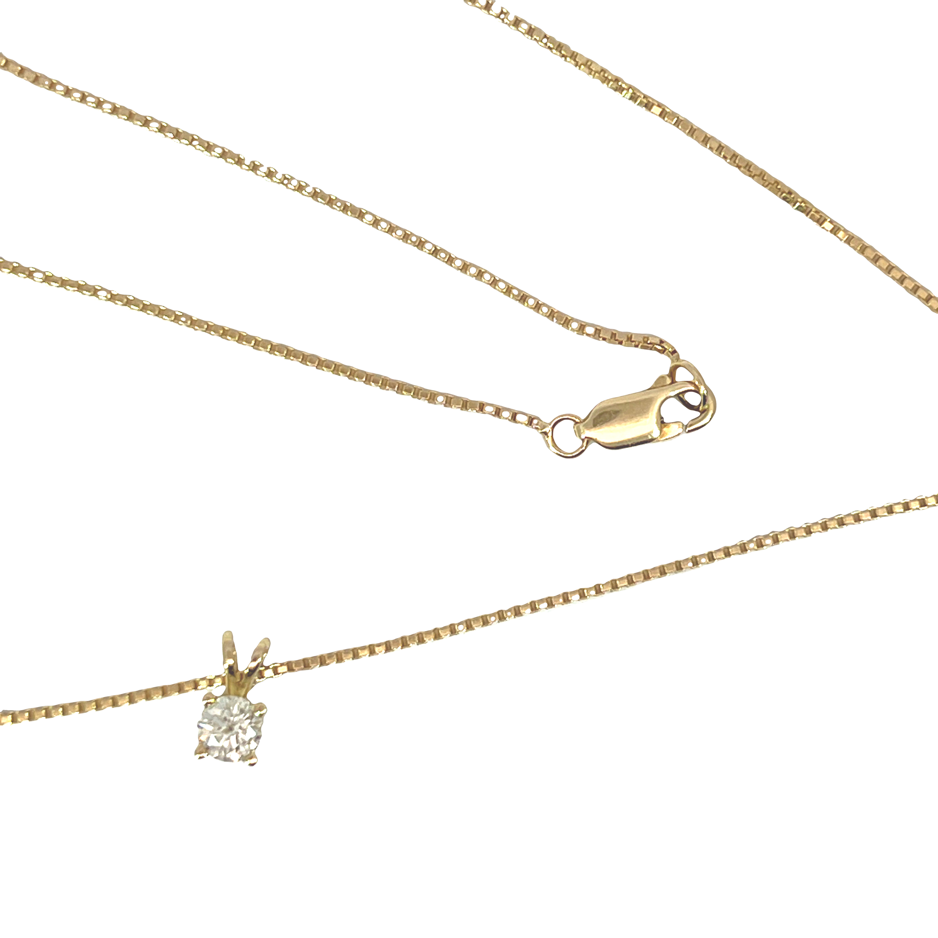 14K Yellow Gold 0.56ct Natural Diamond Solitaire Pendant Necklace