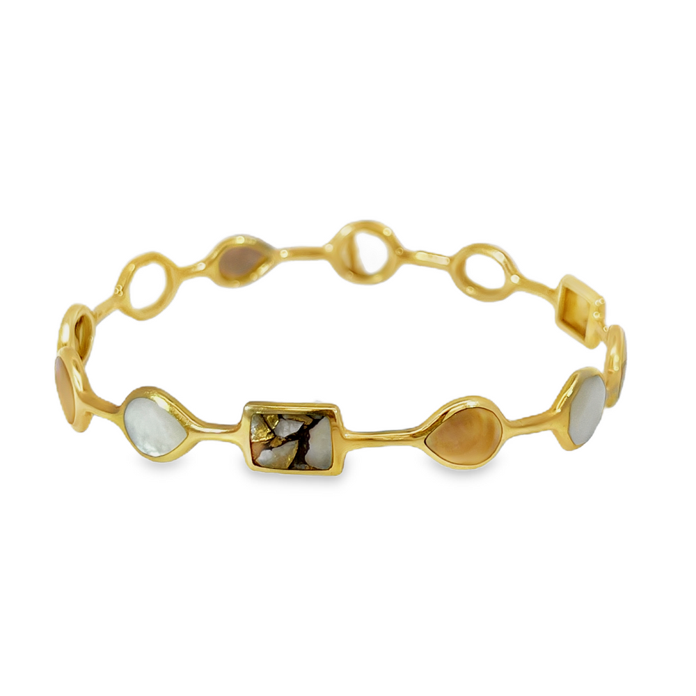 Estate IPPOLITA Rock Candy® Hero Gelato 18K Yellow Gold Desert Multi-Stone Bangle Bracelet – Size L
