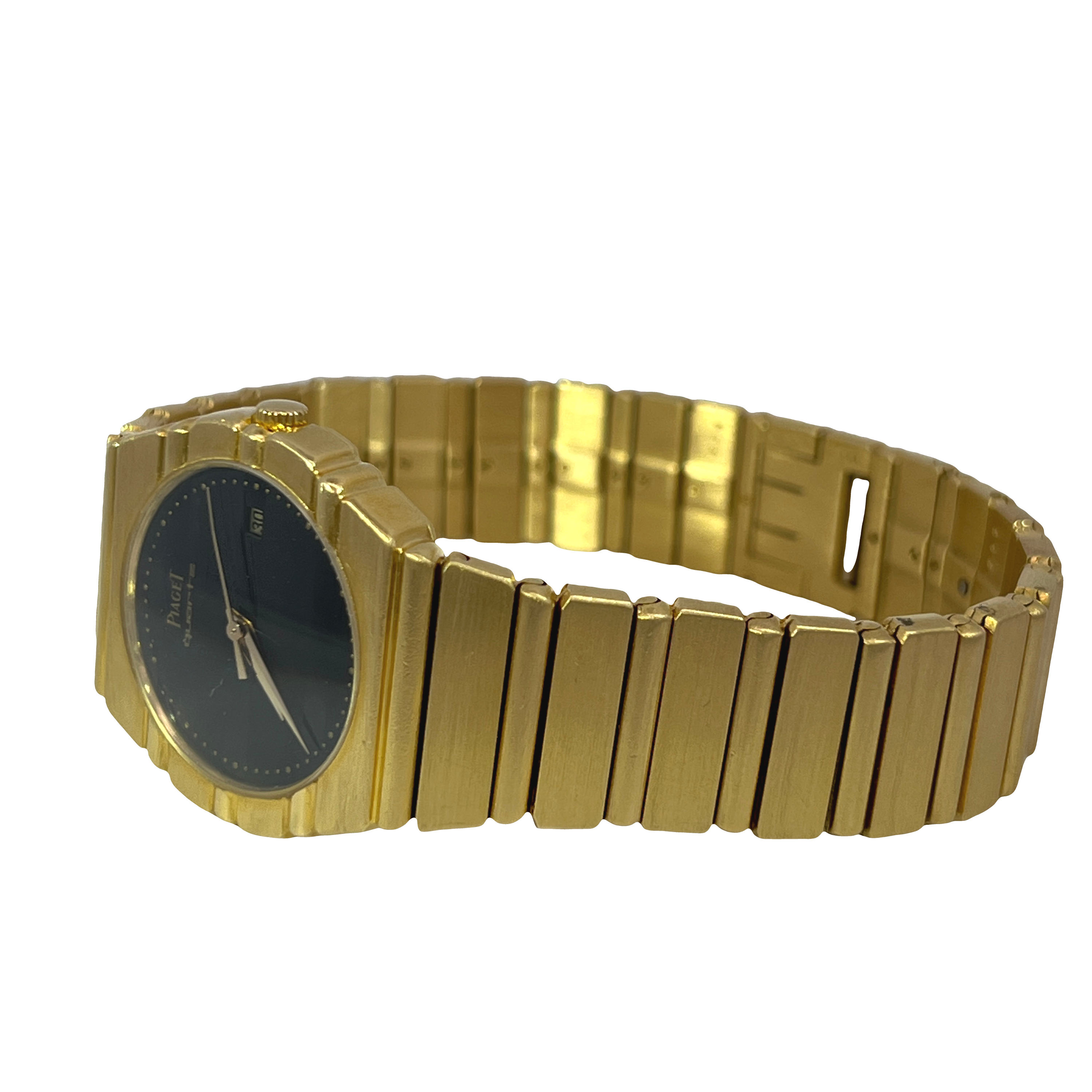 Pre-Owned Piaget Polo Small 18K Yellow Gold Black Dial Quartz Watch Ref. 15761