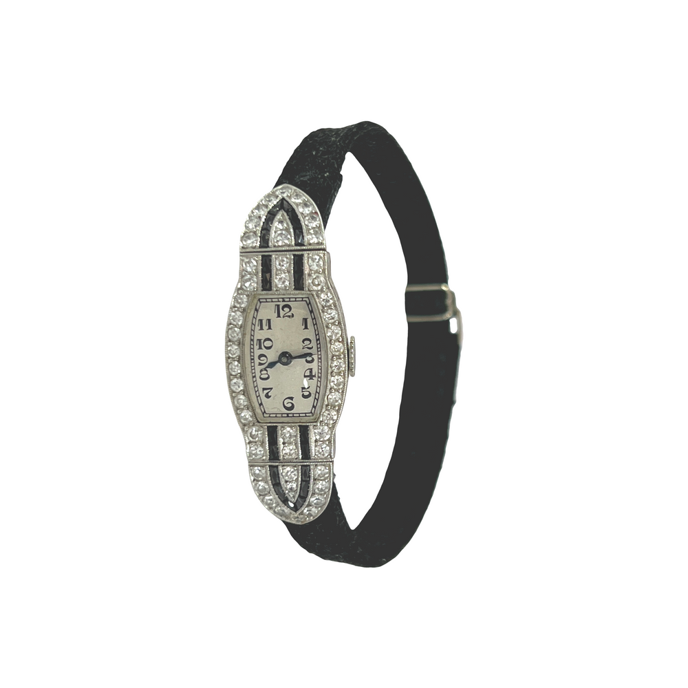 Estate 1920s Art Deco Platinum Diamond Ladies Cocktail Watch