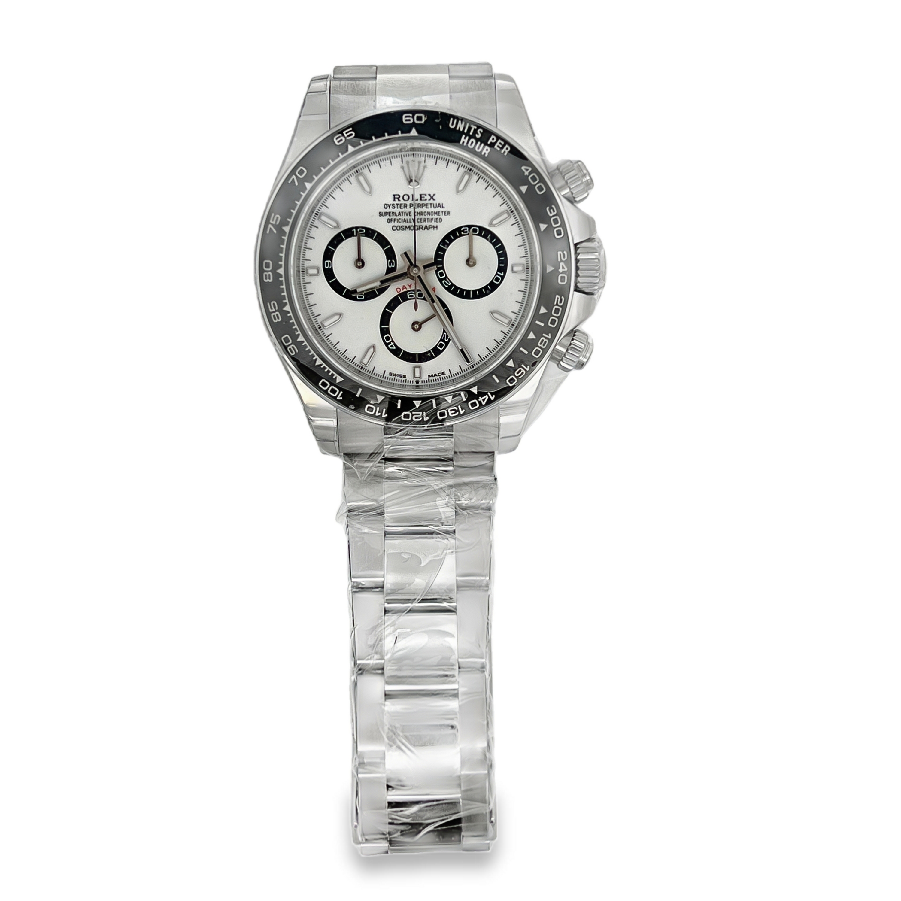 Pre-Owned Rolex Cosmograph Daytona "Panda" Ref. 126500LN White Dial Stainless Steel Watch – 2024, Box & Papers