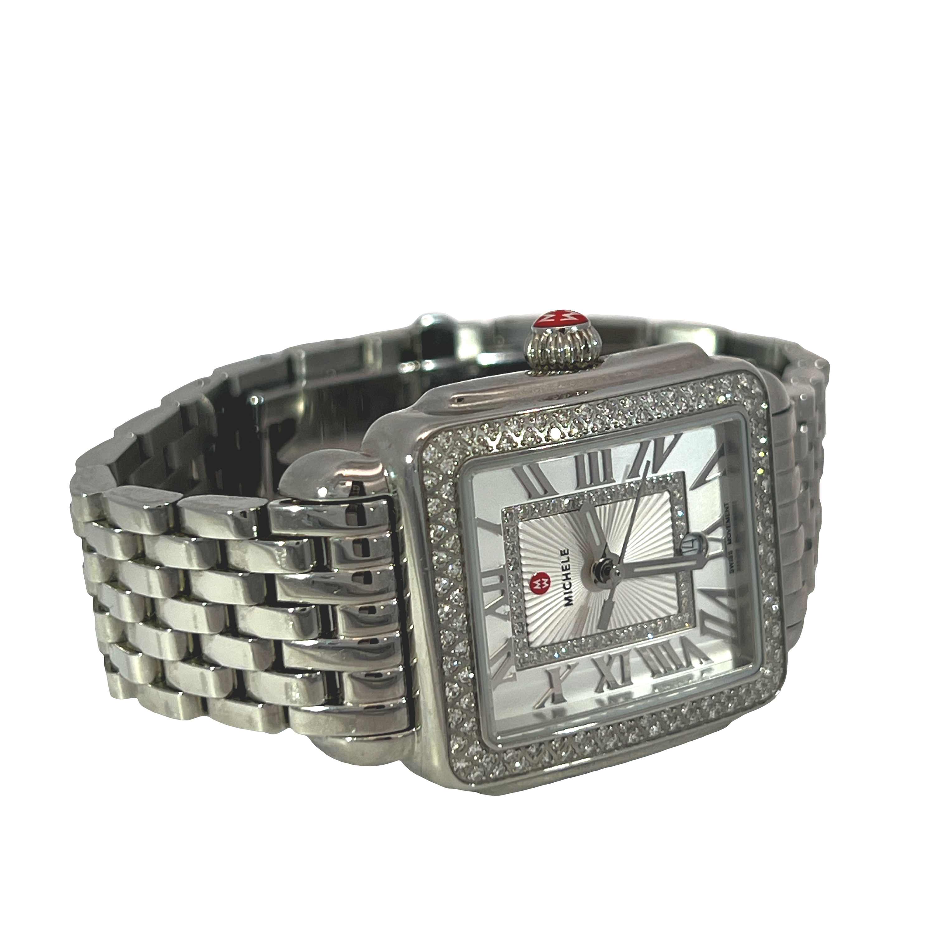 Pre-Owned MICHELE Deco Madison Mid 31mm Diamond Stainless Steel Watch Ref. MWW06G000001