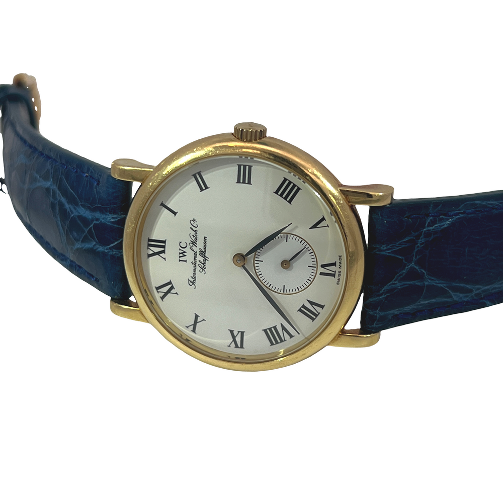 Estate Vintage IWC Schaffhausen 18K Yellow Gold Ultra-Thin Dress Watch Small Seconds 34mm
