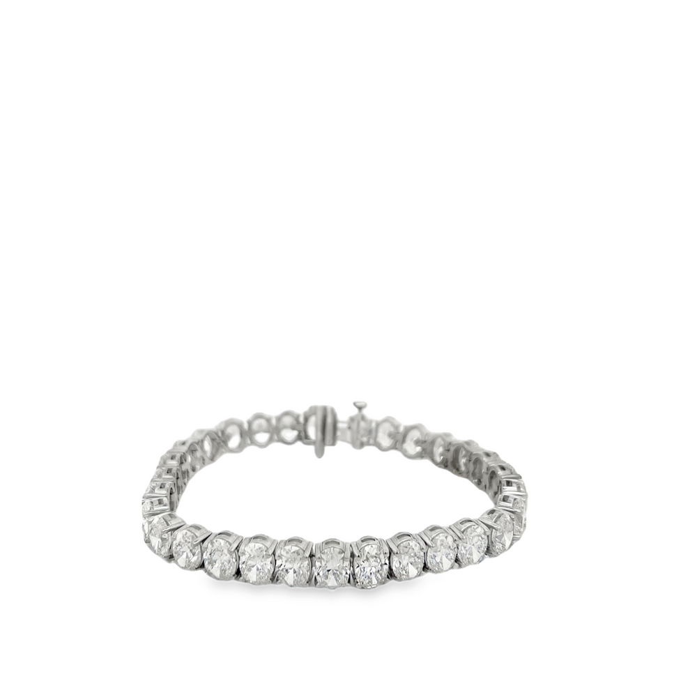 Platinum Oval Cut Diamond Tennis Bracelet – 30.50 Carats of Diamonds