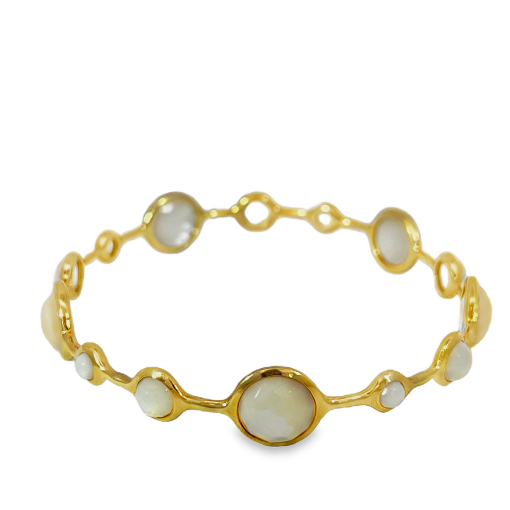 Estate IPPOLITA Rock Candy® Lollipop 18K Yellow Gold Mother-of-Pearl Bangle Bracelet – Size L