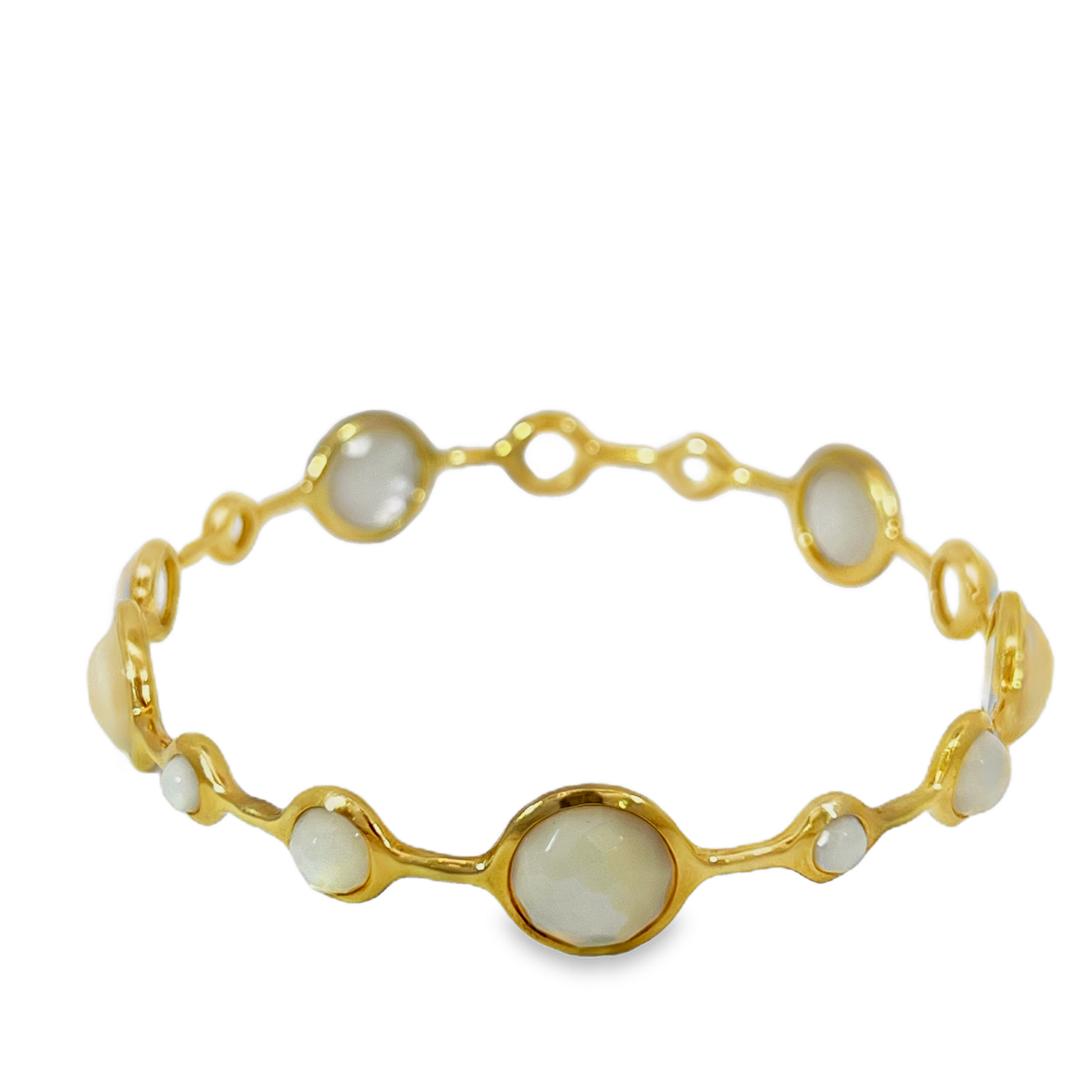 Estate IPPOLITA Rock Candy® Lollipop 18K Yellow Gold Mother-of-Pearl Bangle Bracelet – Size L