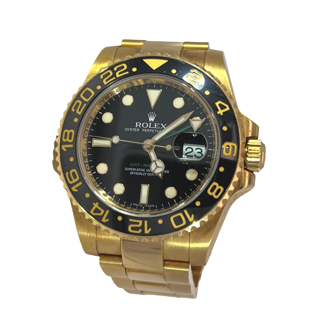 2007 Rolex GMT-Master II 18K Yellow Gold Black Dial Ref. 116718LN | Full Set