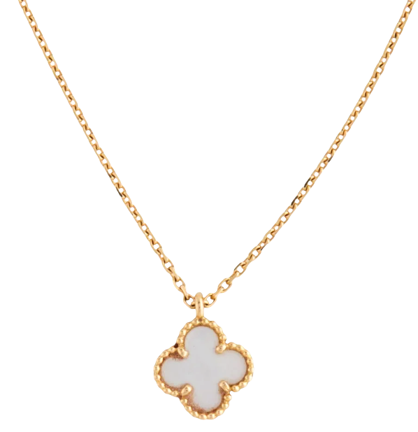 Estate Van Cleef & Arpels Vintage Alhambra 18K Yellow Gold Mother-of-Pearl Pendant Necklace Ref. VCARA45900 – Box