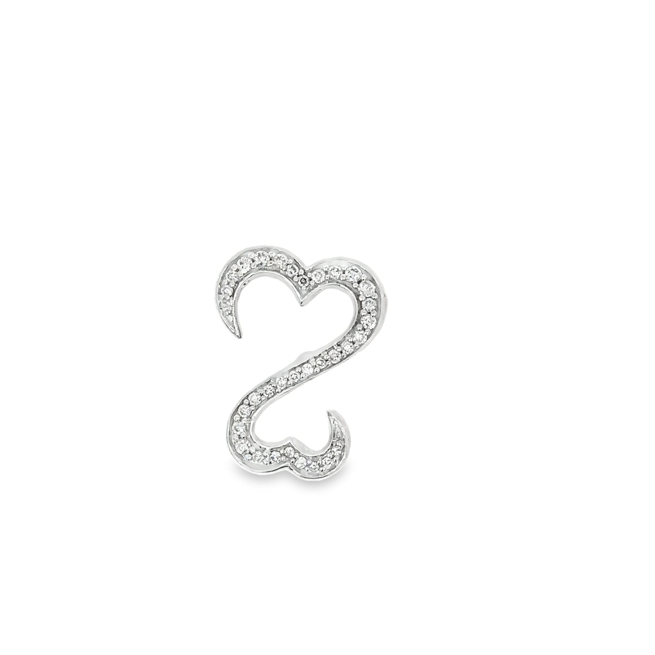 14k White Gold Double Open-Ended Heart Pendant