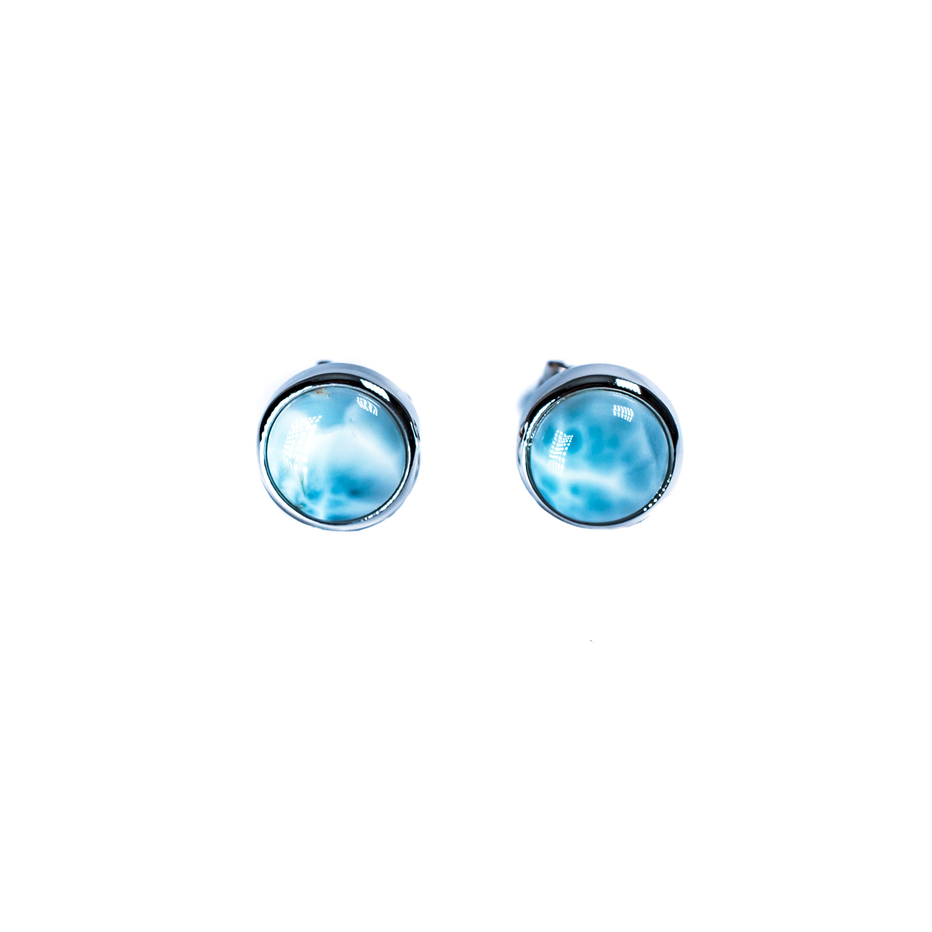 Sterling Silver Larimar 10mm Stud Earrings