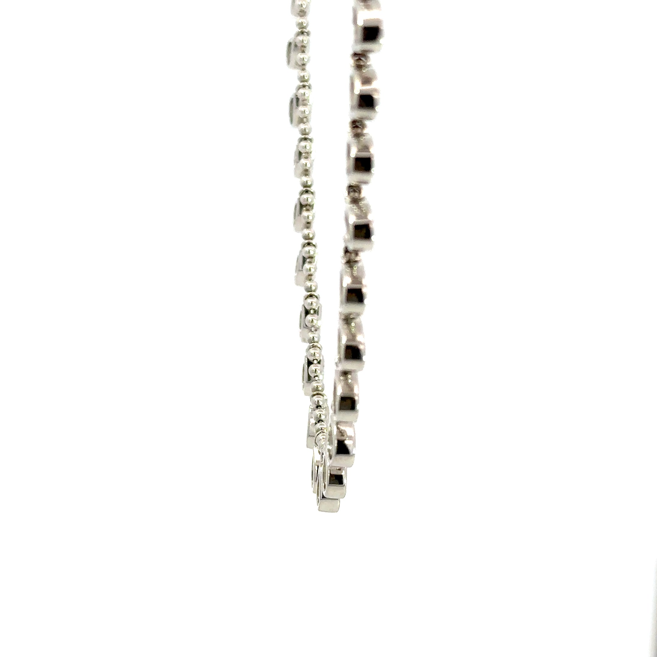 18kt White Gold Bezel-Set Pear Shape Diamond Station Necklace