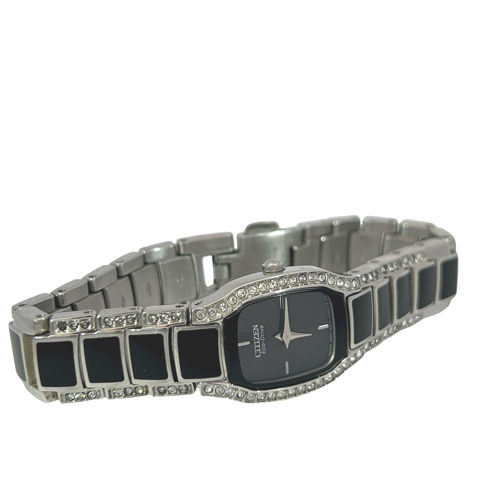 Pre-Owned Citizen Eco-Drive Normandie Silhouette Crystal Women's Watch EW9780-57E