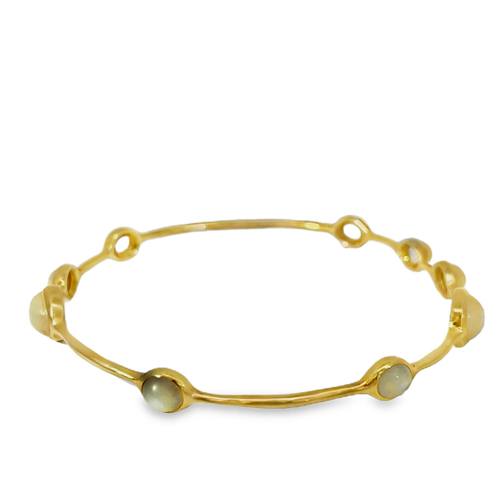 Estate IPPOLITA Rock Candy® 18K Yellow Gold 9-Stone Mother-of-Pearl Bangle Bracelet – Size L