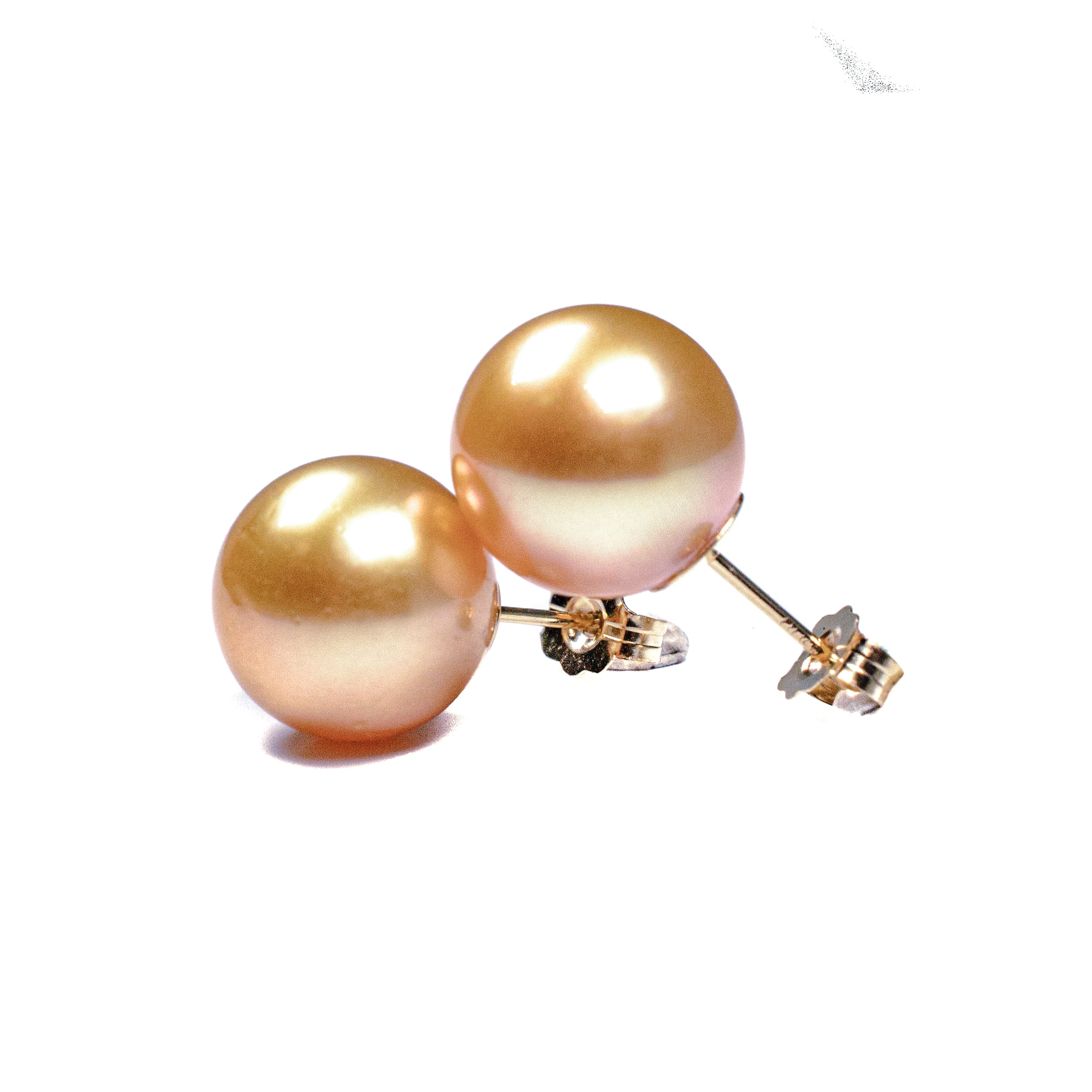 14kt Yellow Gold 10-11mm Golden Pearl Stud Earrings