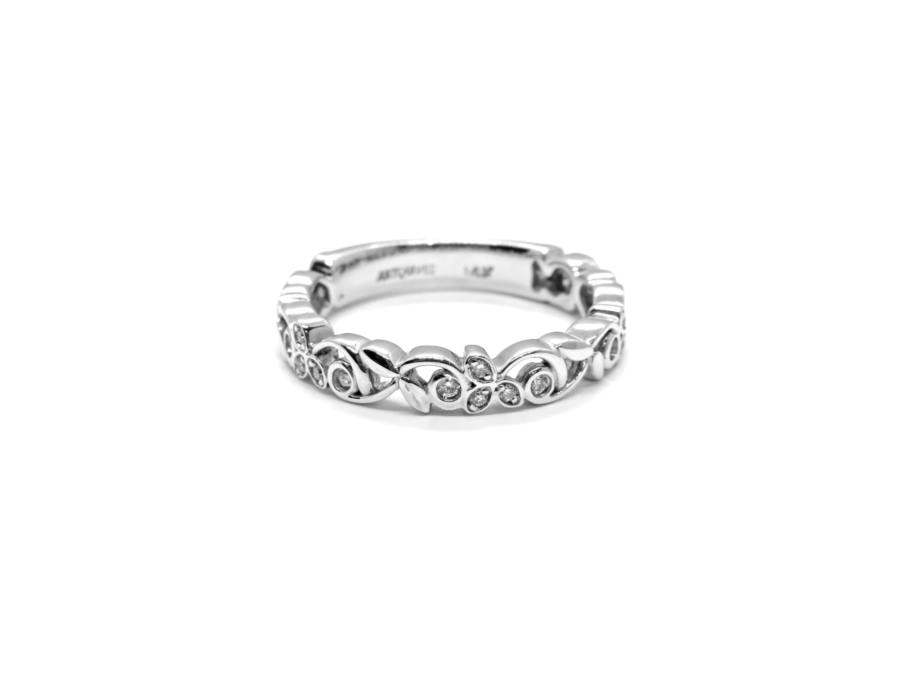 14kt White Gold Art-Carved Design Fiona Style Diamond Wedding Band