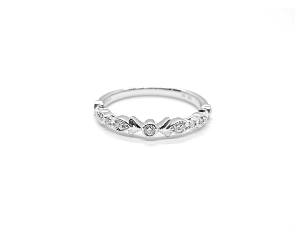 14kt White Gold Thin Style Diamond Stacking Ring