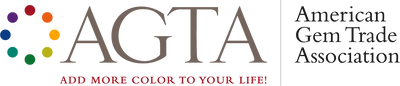 AGTA logo with colorful gemstones and tagline 'Add more color to your life!' on a white background