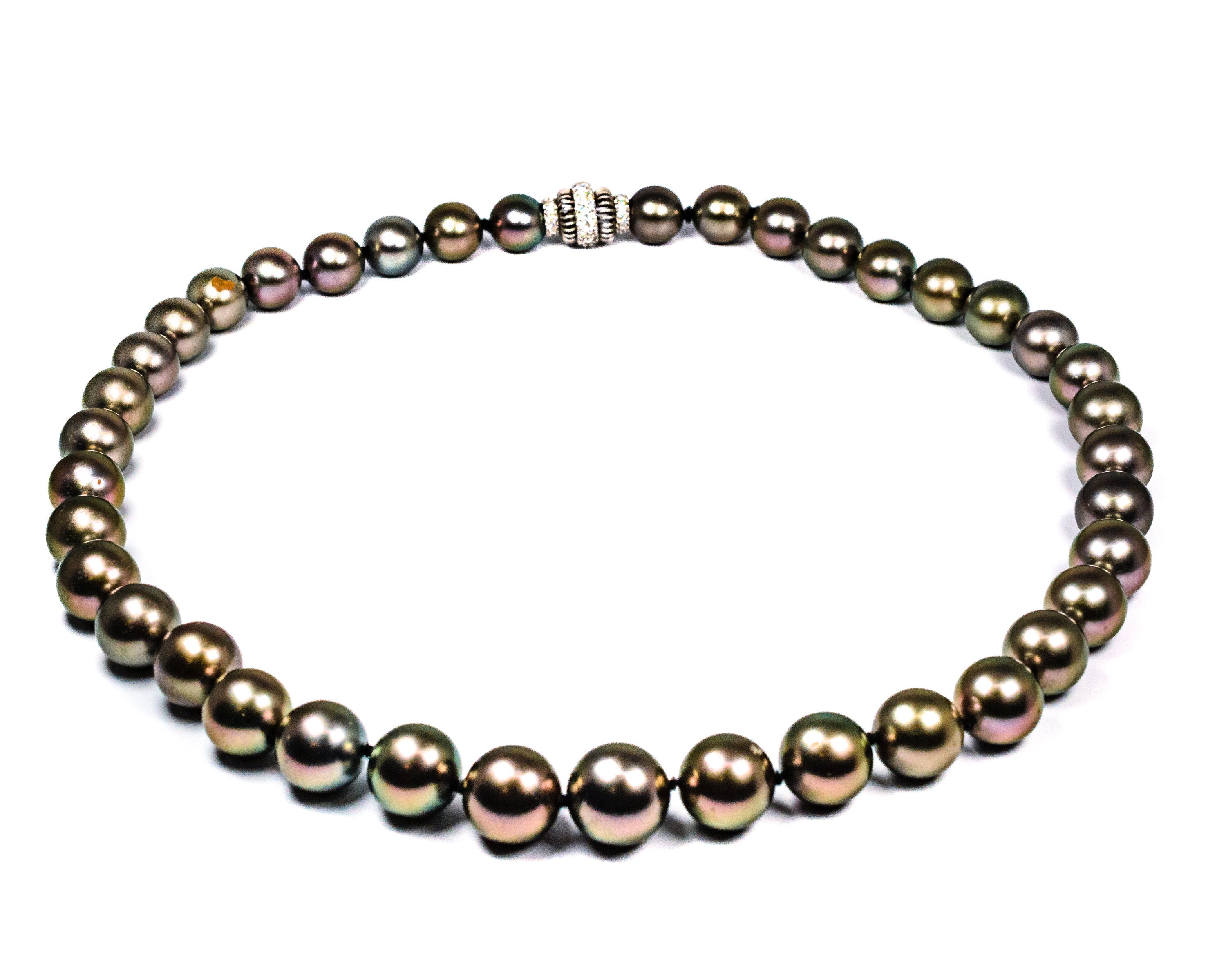 Black South Sea Pearl Neck w/ Platinum Diamond Clasp