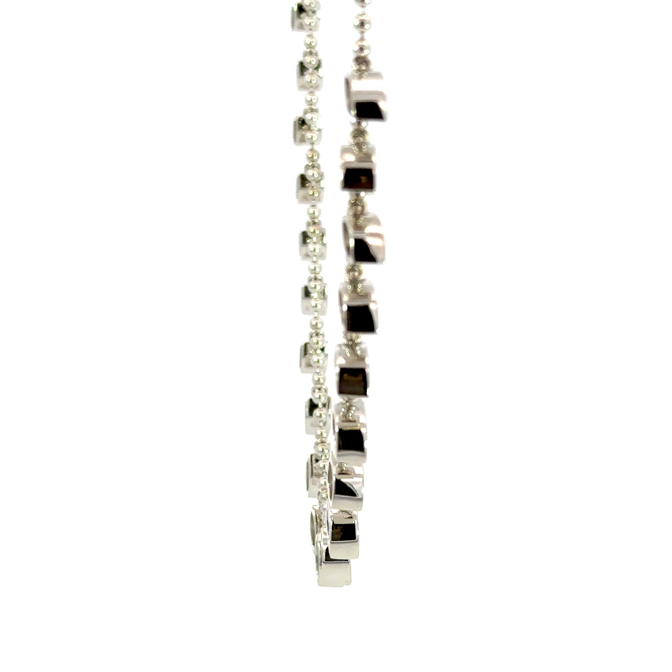 18kt White Gold Bezel-Set Marquise Diamond Station Necklace