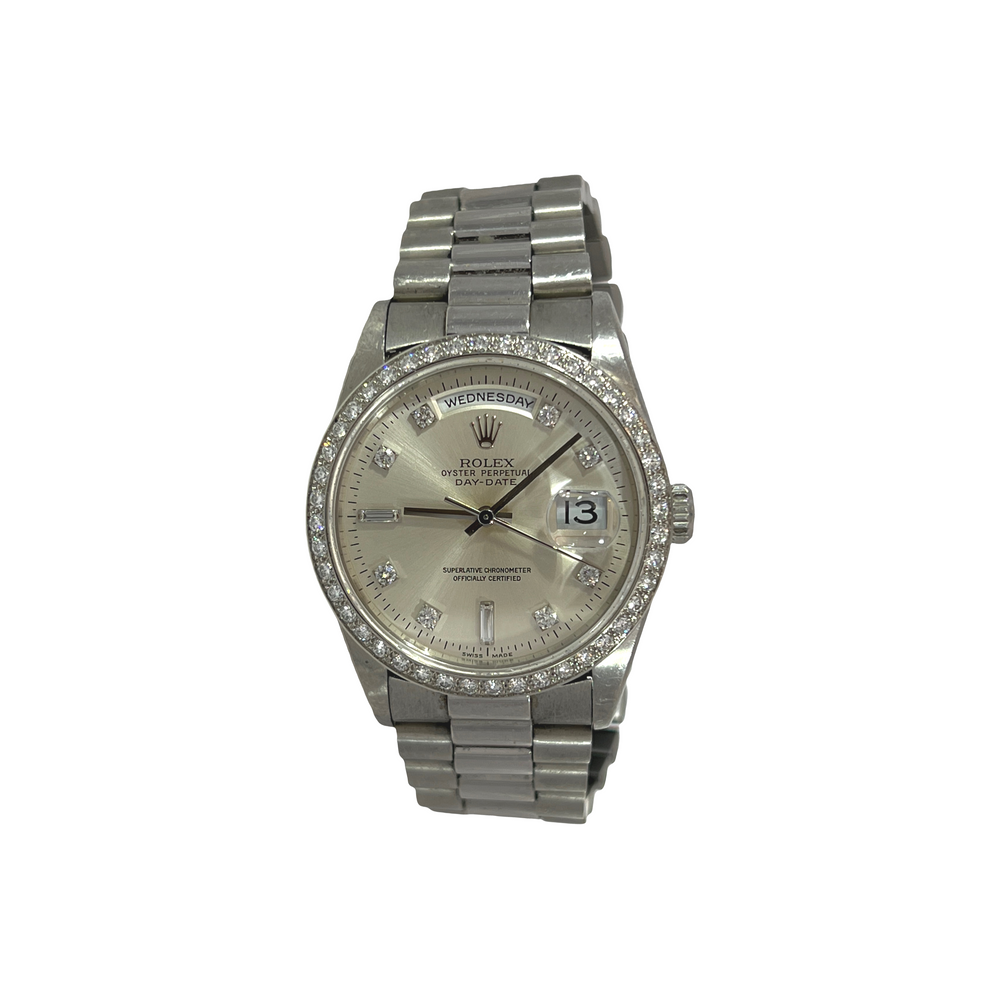 Rolex Day-Date 36 Platinum President Factory Diamond Dial & Diamond Bezel Ref. 18346