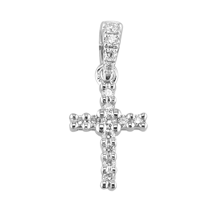 18kt wg small diamond cross 15