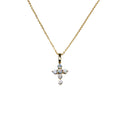 14kt Yellow Gold Six Diamond Cross Pendant Necklace