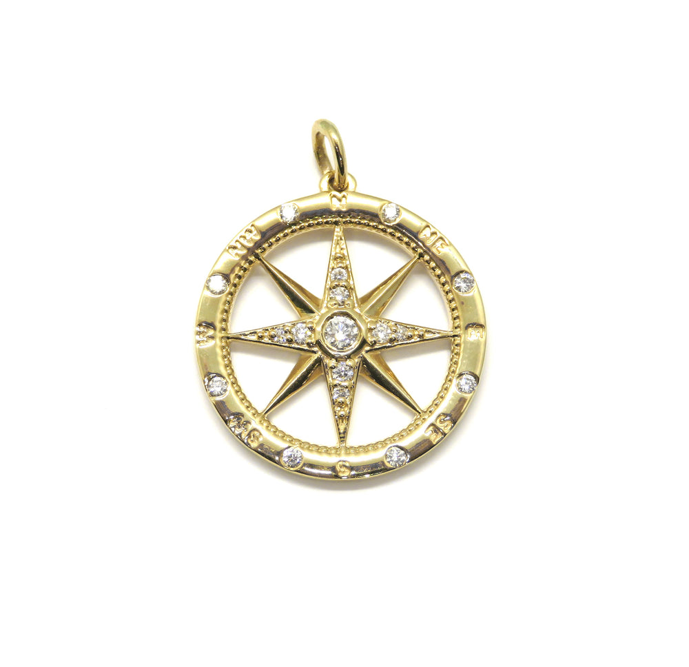 14kt Yellow Gold Nemati Design Diamond Compass Pendant