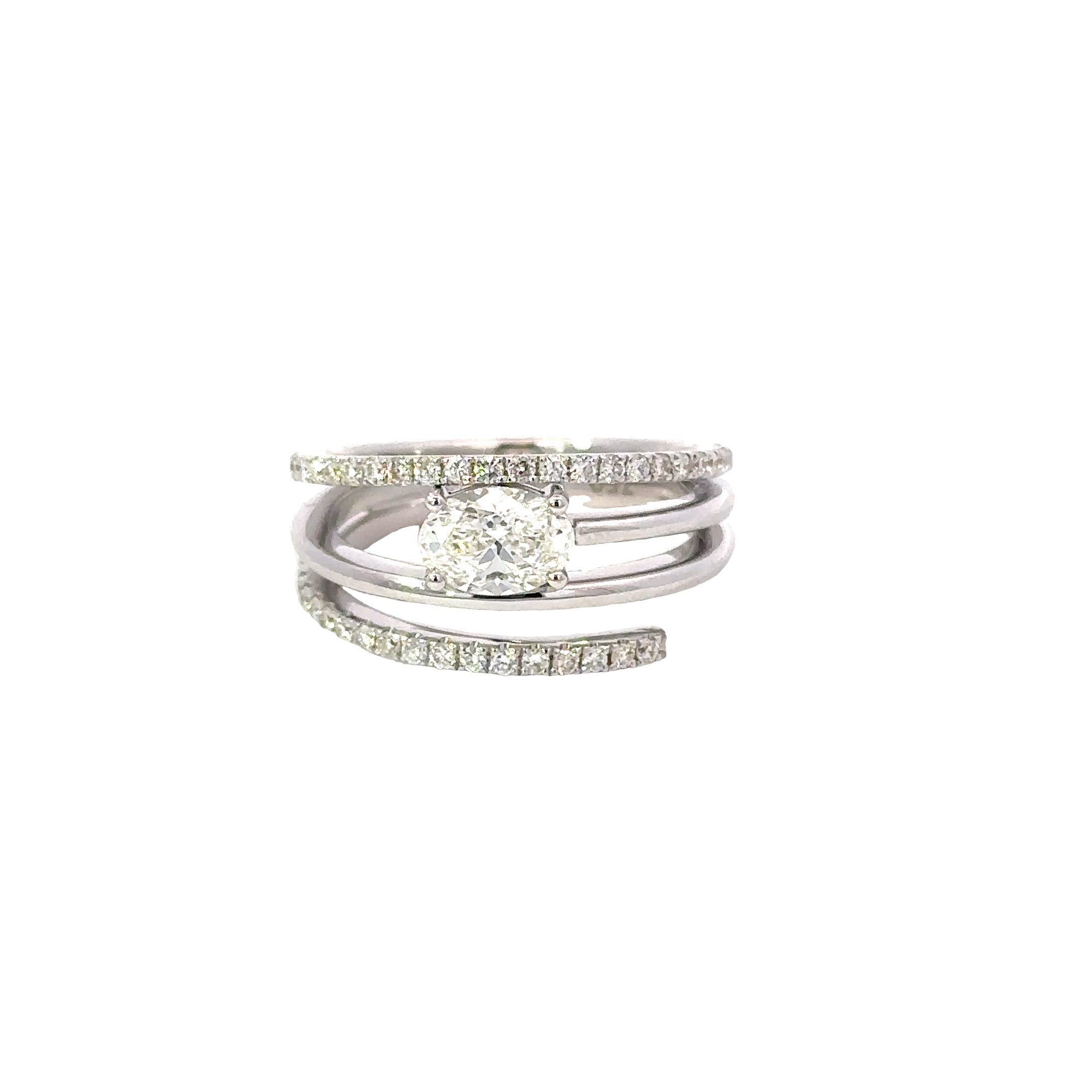 18kt wg 4-Row Diamond Ring w/O