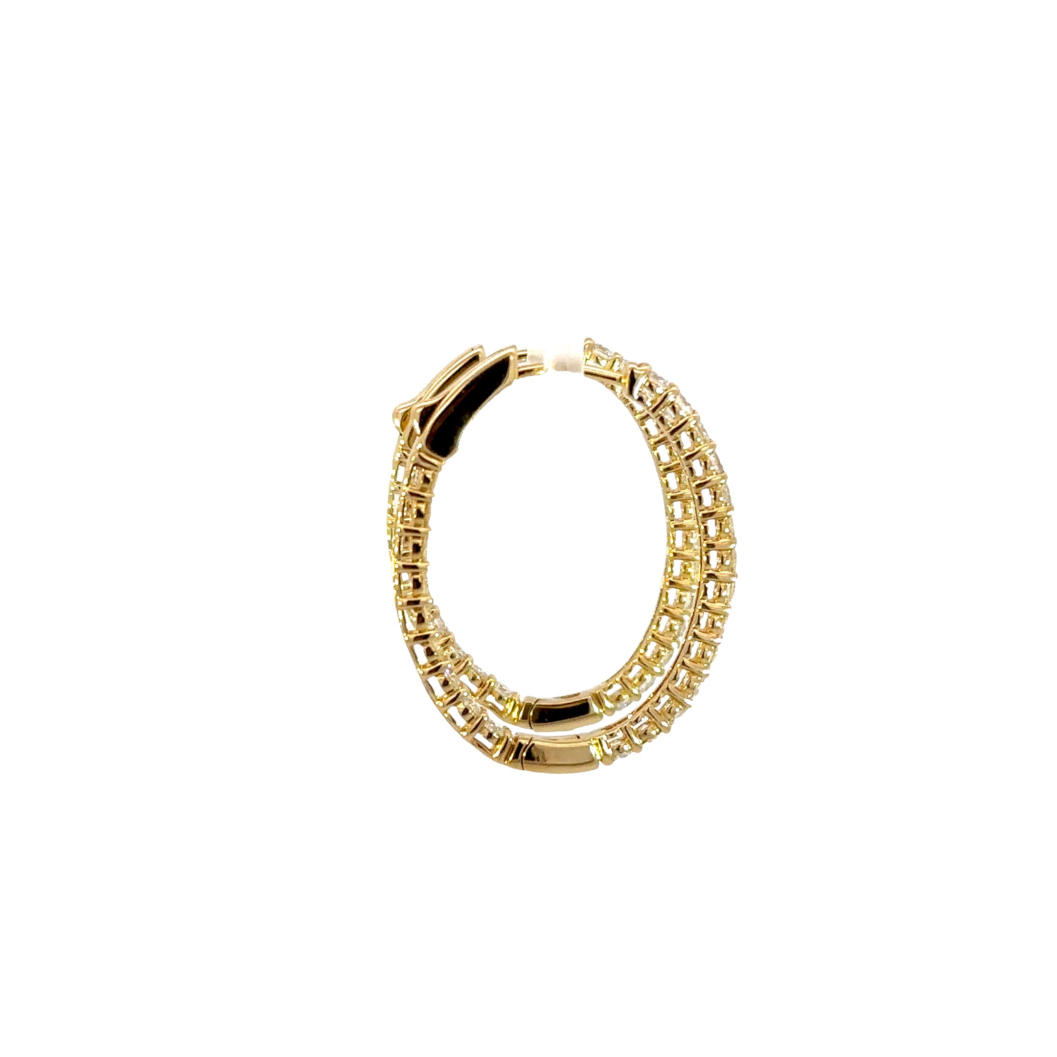 14k Yellow Gold In / Out Diamond Hoop Earrings 2.00 cttw