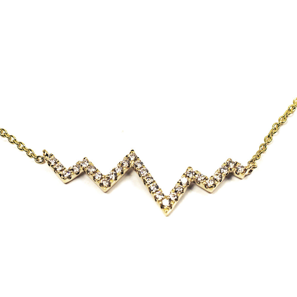 14kt Yellow Gold Diamond Heartbeat Necklace