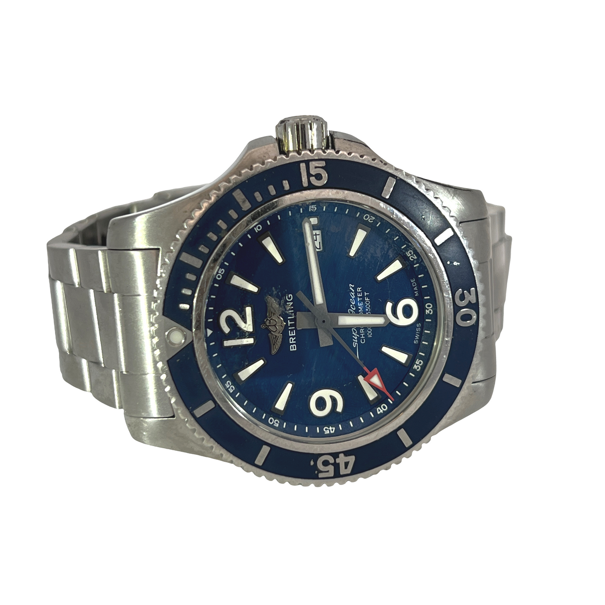 Pre-Owned Breitling Superocean 42 Blue Dial Stainless Steel Automatic Watch Ref. A17364