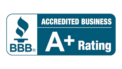 BBB accredited business A+ rating logo on a transparent background