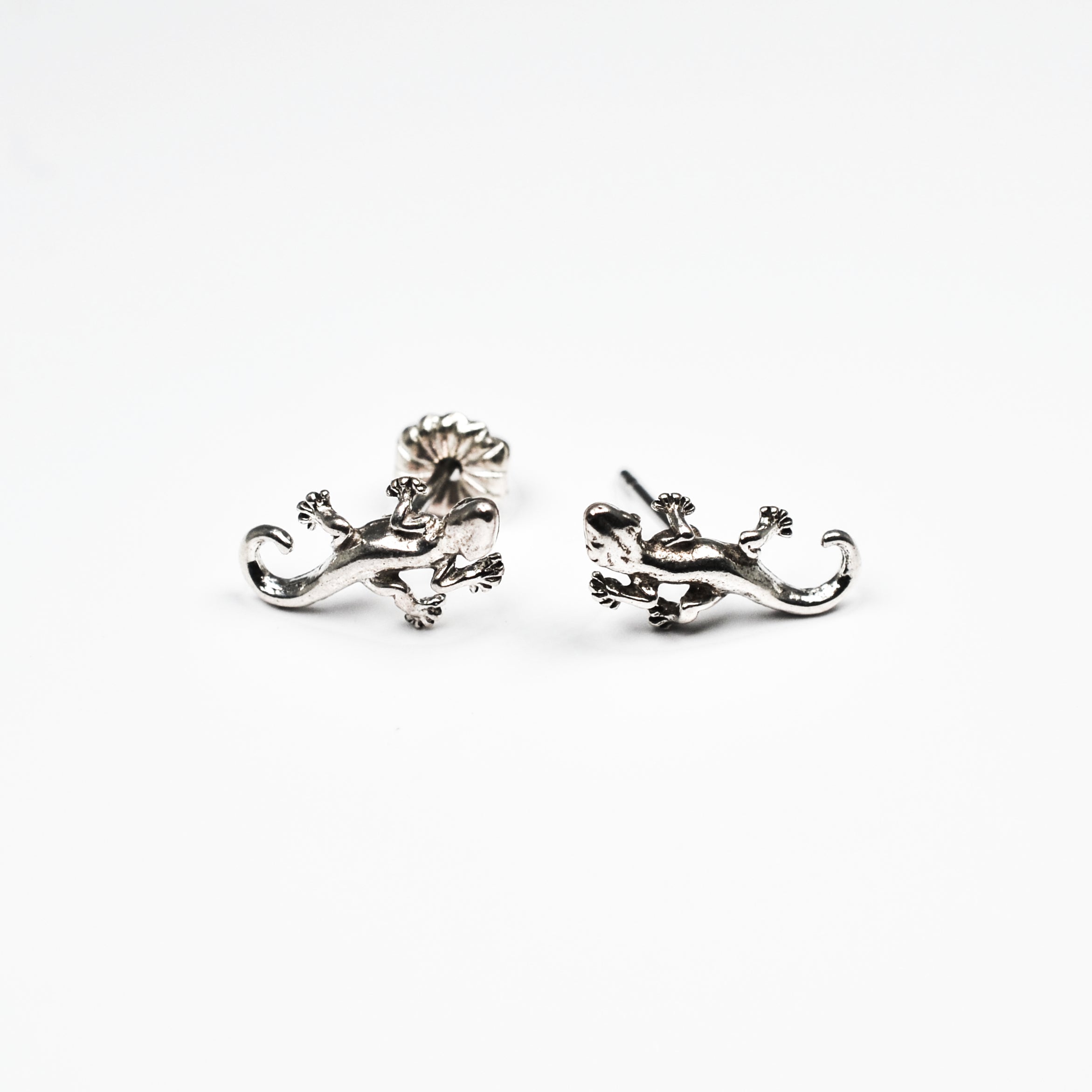 Sterling Silver Gecko Stud Earrings