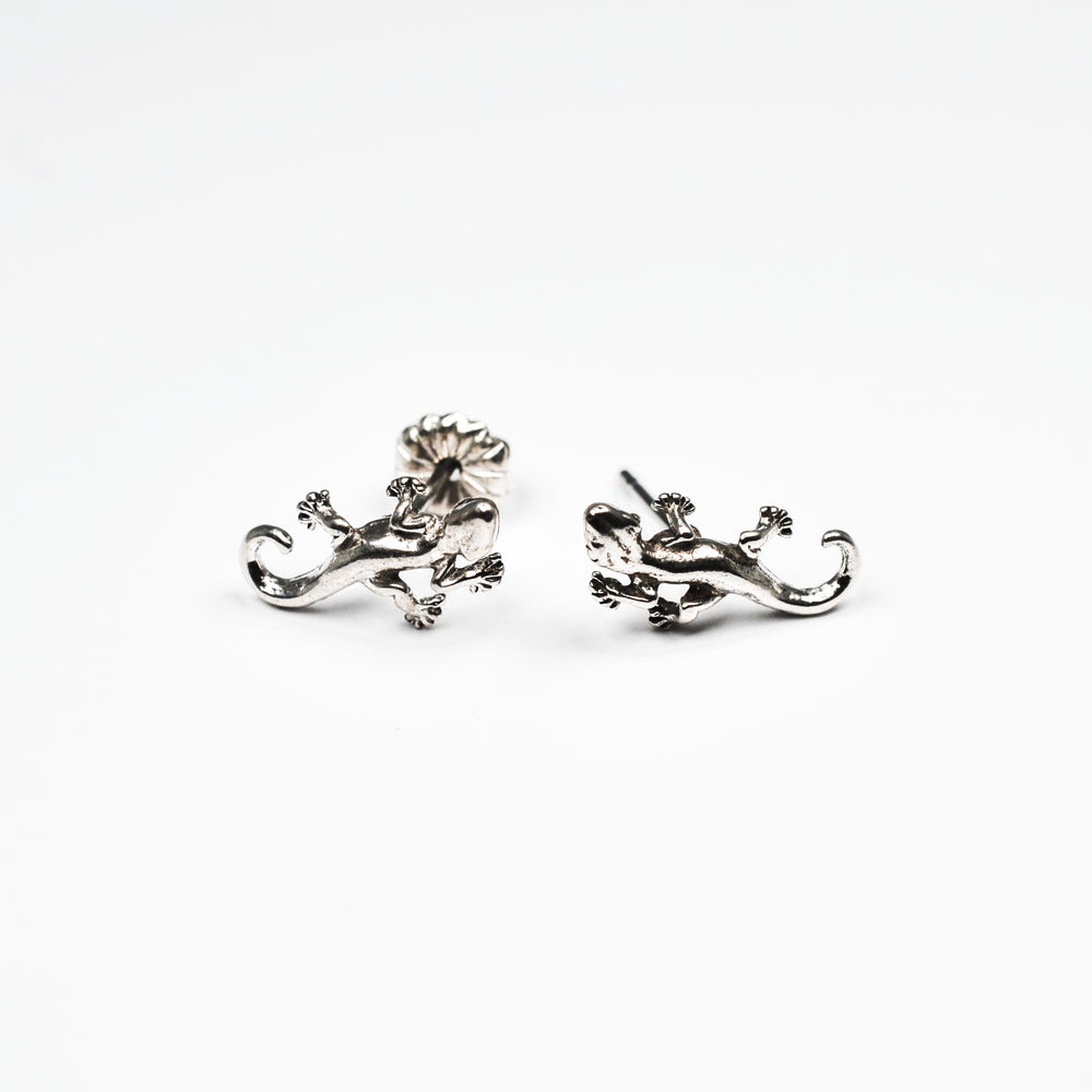 Sterling Silver Gecko Stud Earrings