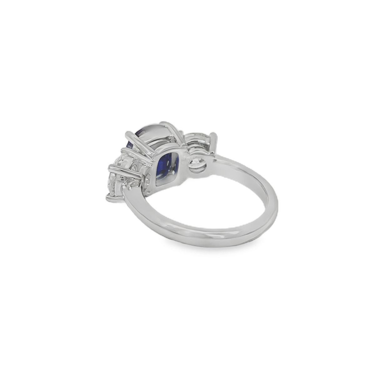 Platinum GIA-Certified 3.78ct Unheated Sri Lankan Blue Sapphire & 2.09ct Diamond Three-Stone Ring