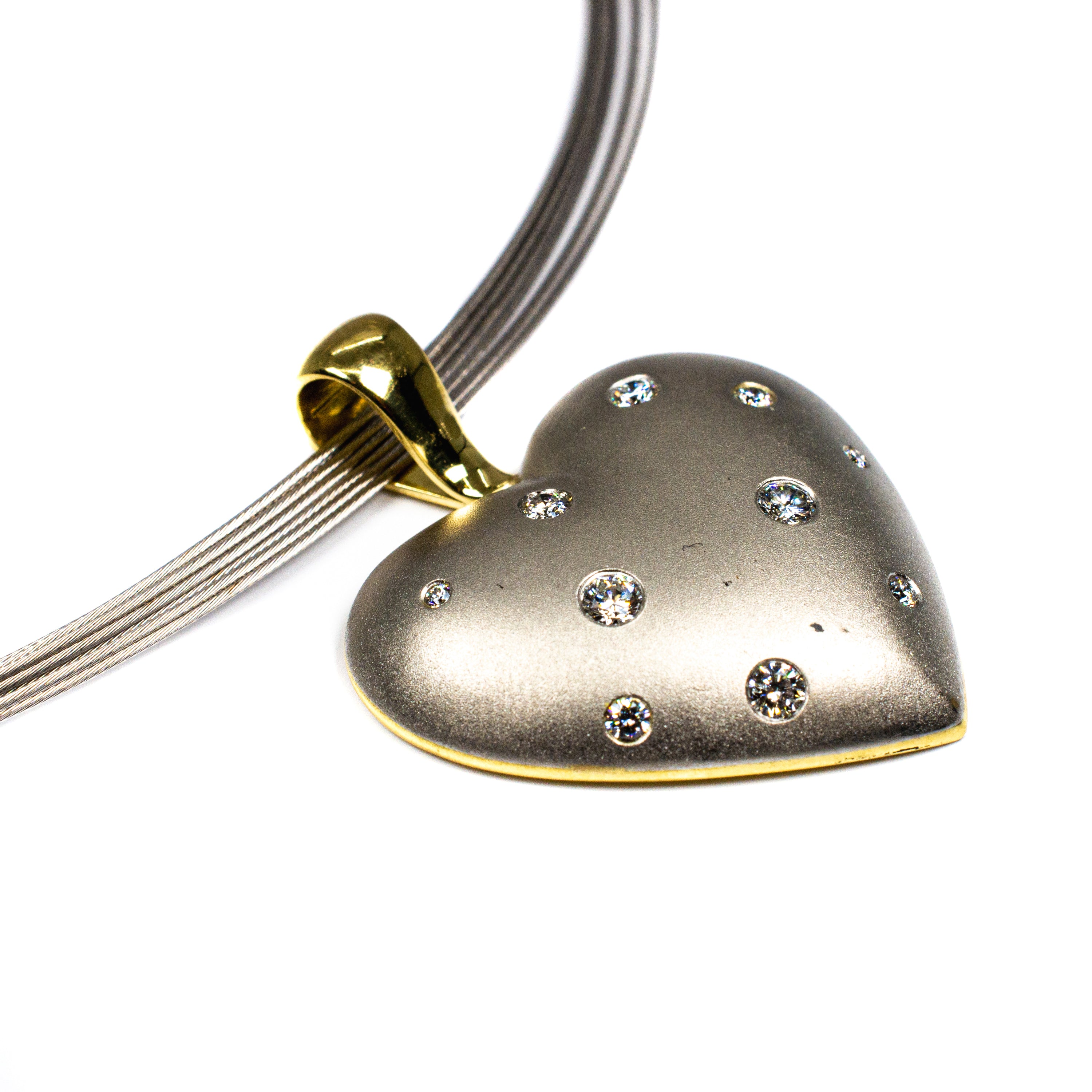 Platinum & 18kt Yellow Gold Diamond Heart Necklace