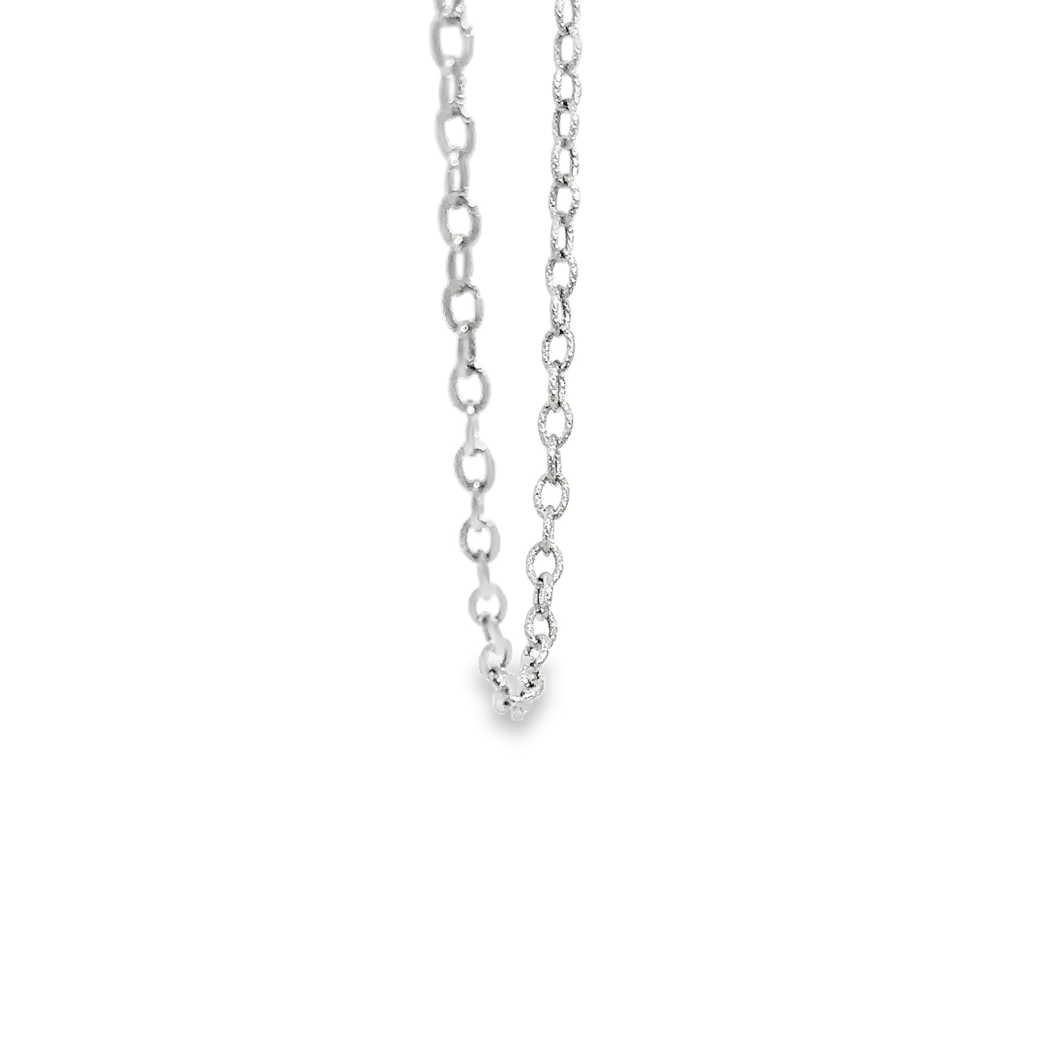 14k white gold open link textu