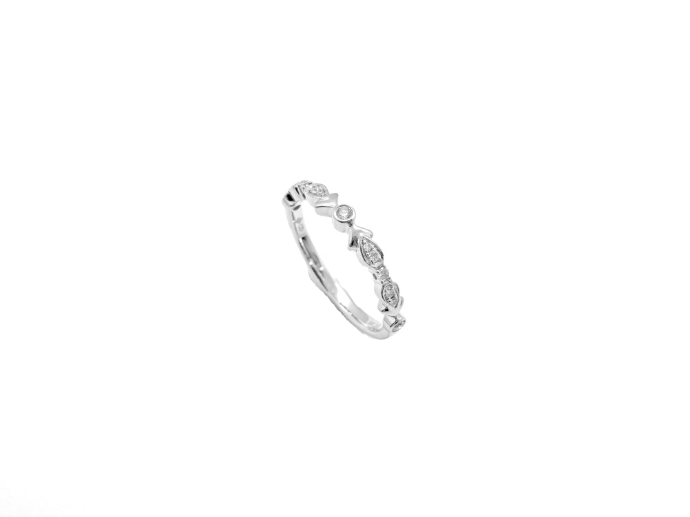 14kt White Gold Thin Style Diamond Stacking Ring