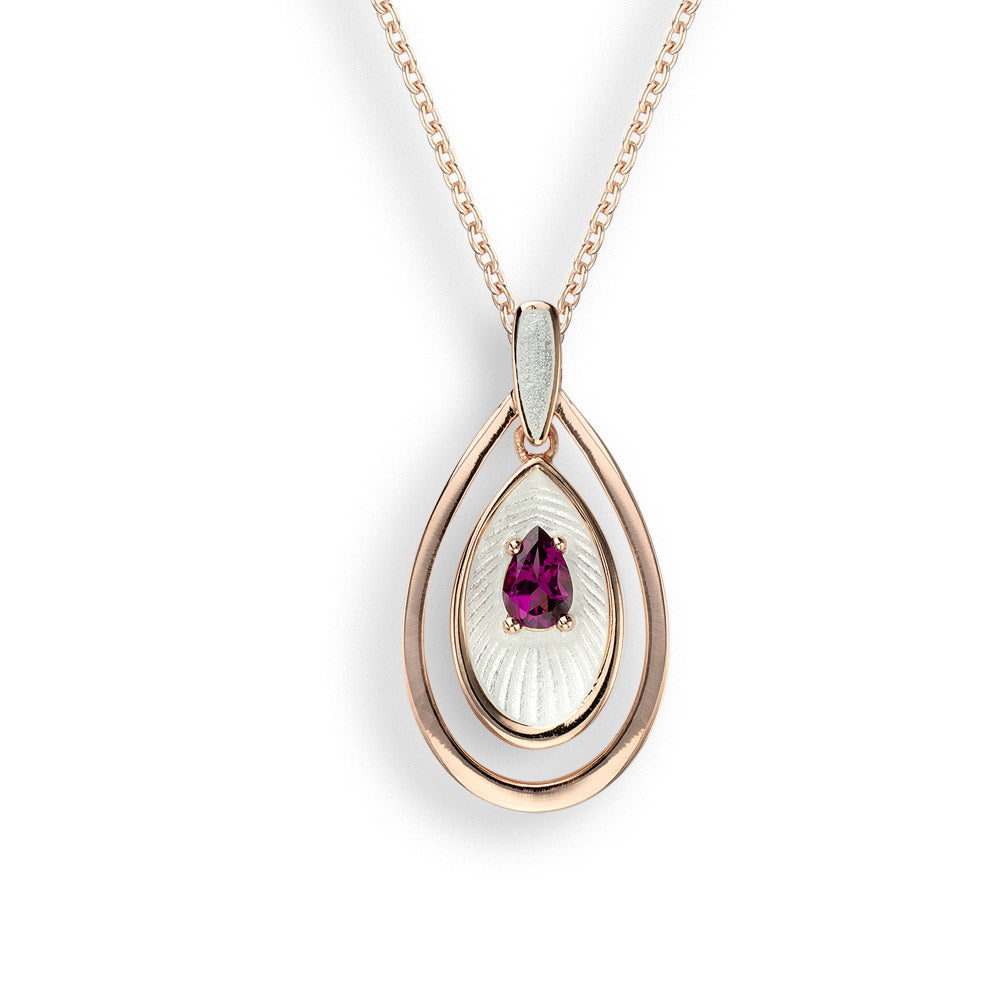 Rose Gold Plated Sterling Silver Necklace with Rhodolite