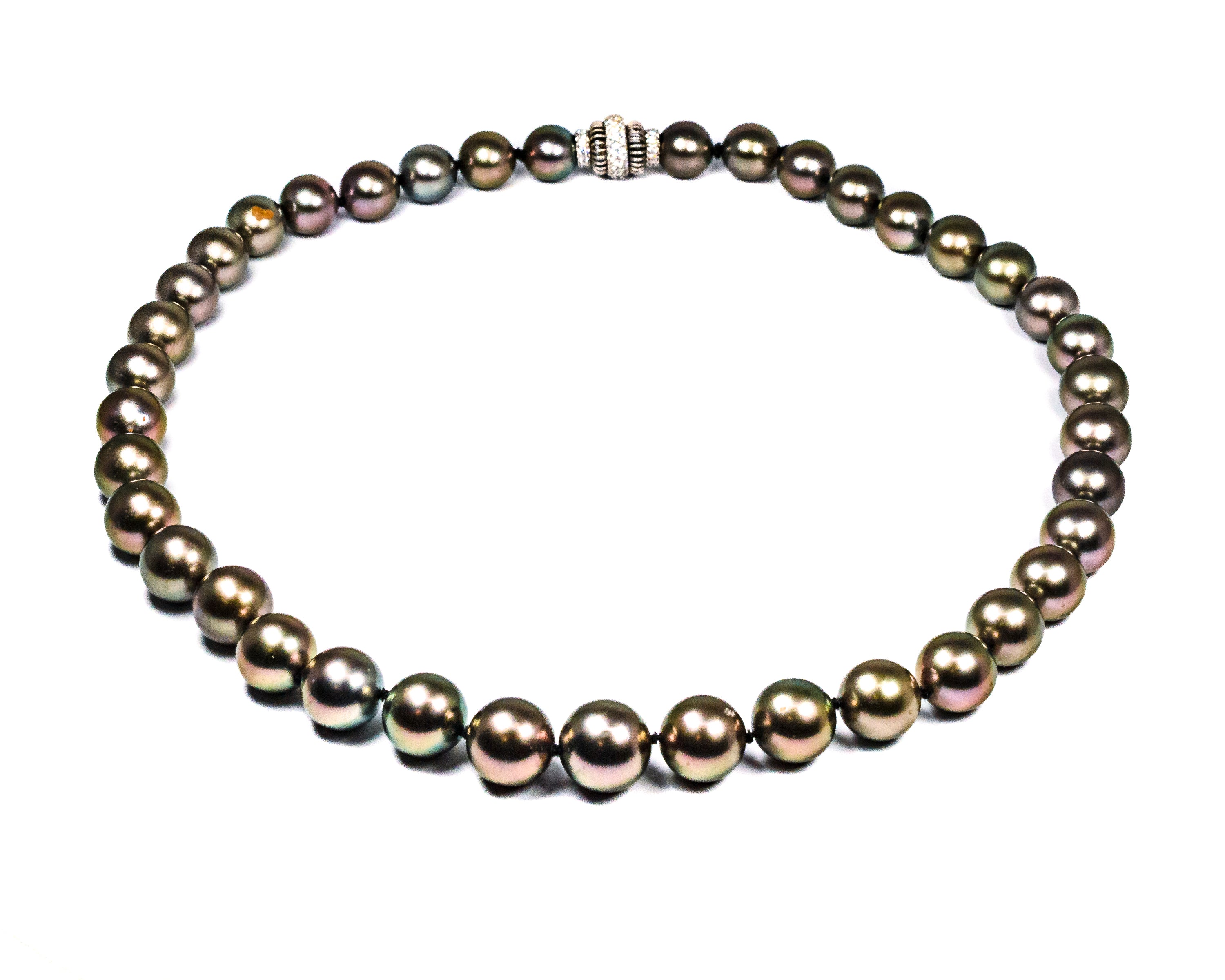 Black South Sea Pearl Neck w/ Platinum Diamond Clasp