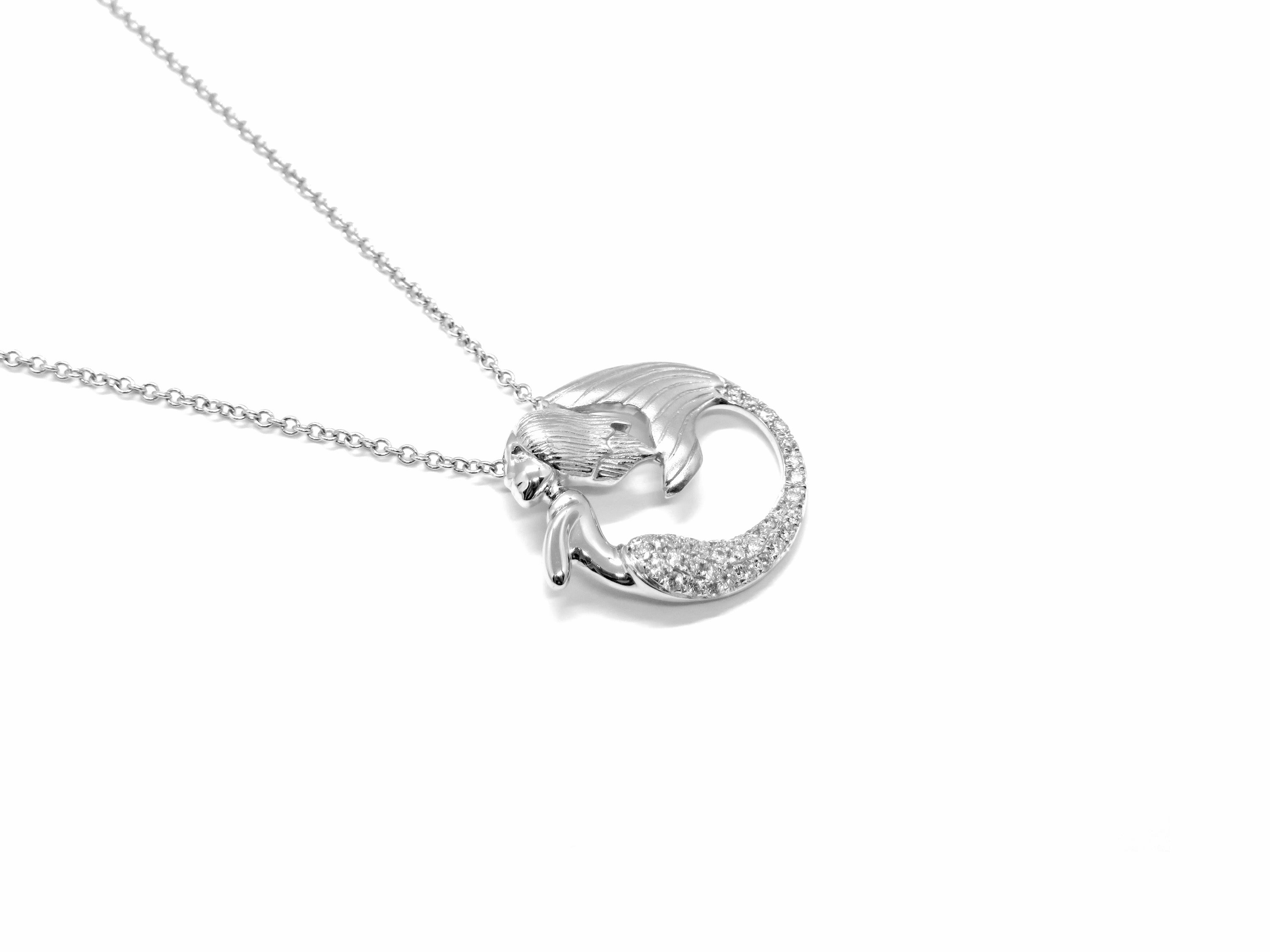 14kt White Gold Nemati Design Pave Diamond Mermaid Pendant