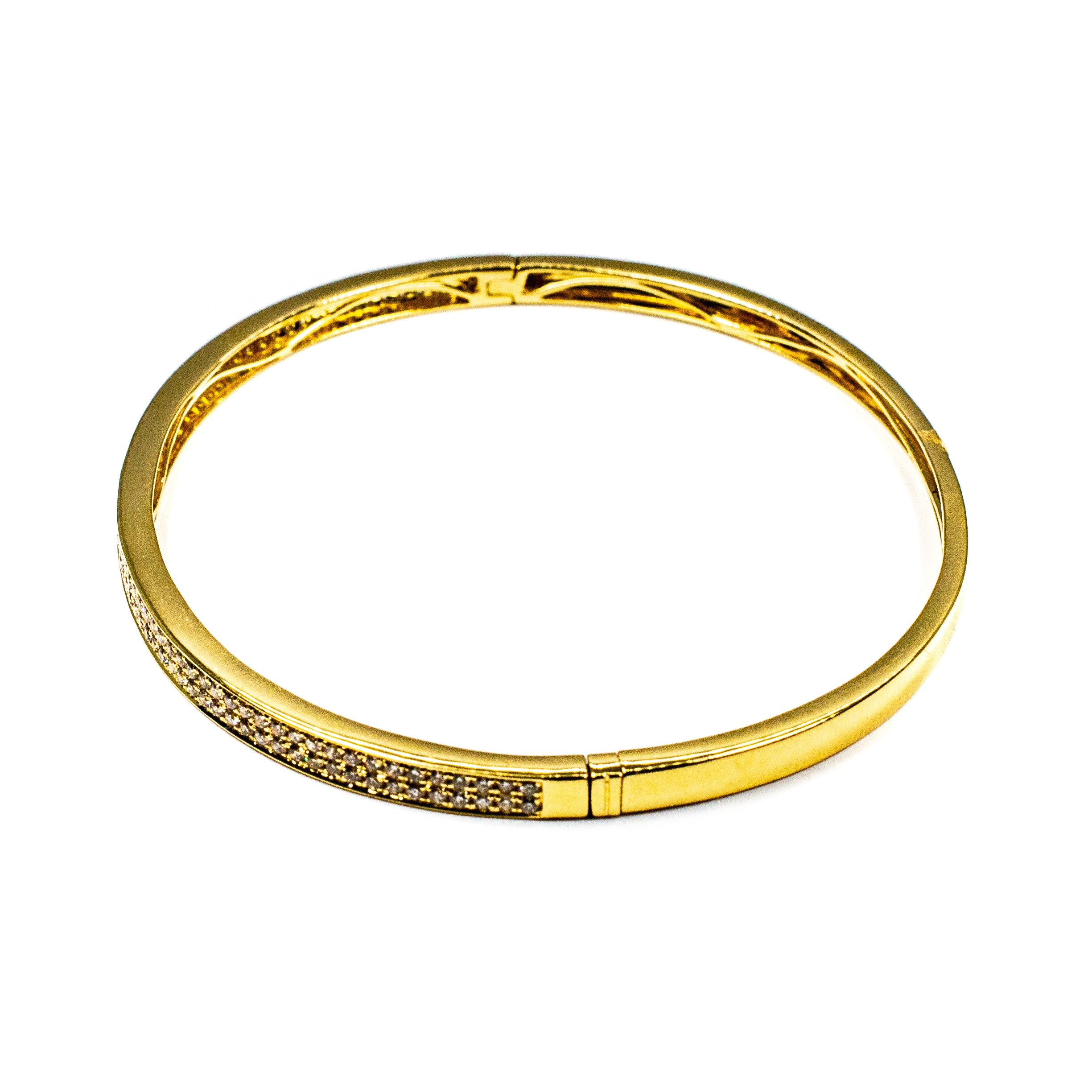 18kt Yellow Gold Two Row Diamond Bangle Bracelet