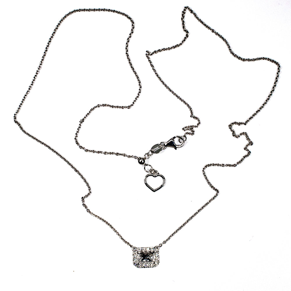 14kt White Gold East/West Semi Mount Diamond Necklace