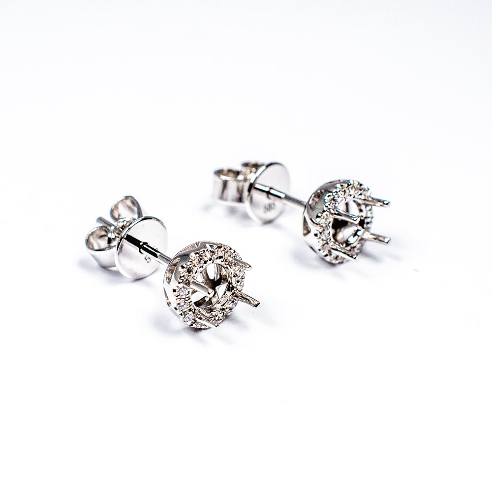 14kt White Gold Semi-Mount Diamond Earrings