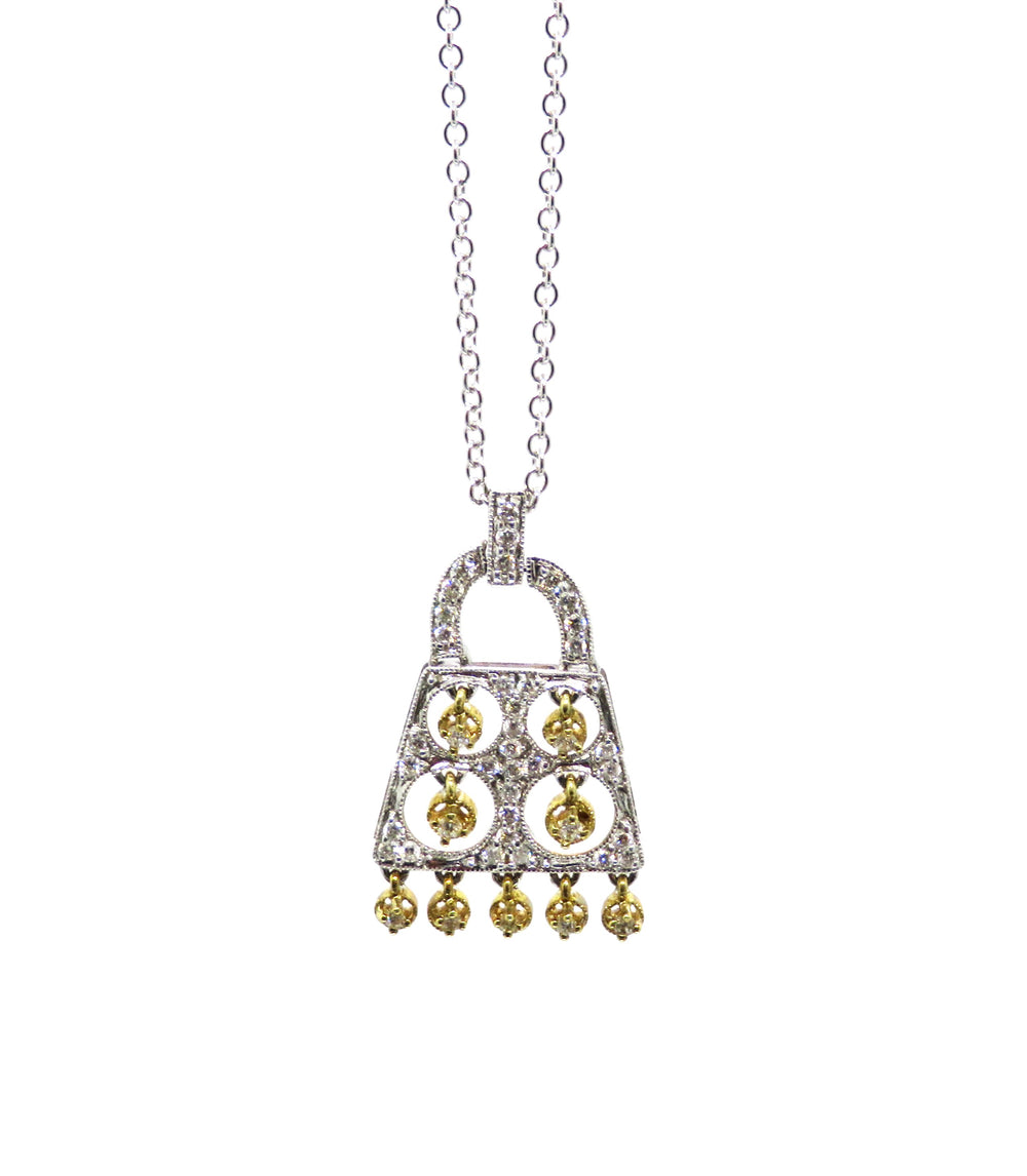 14kt Two Tone Yellow and White Gold Purse Style Necklace