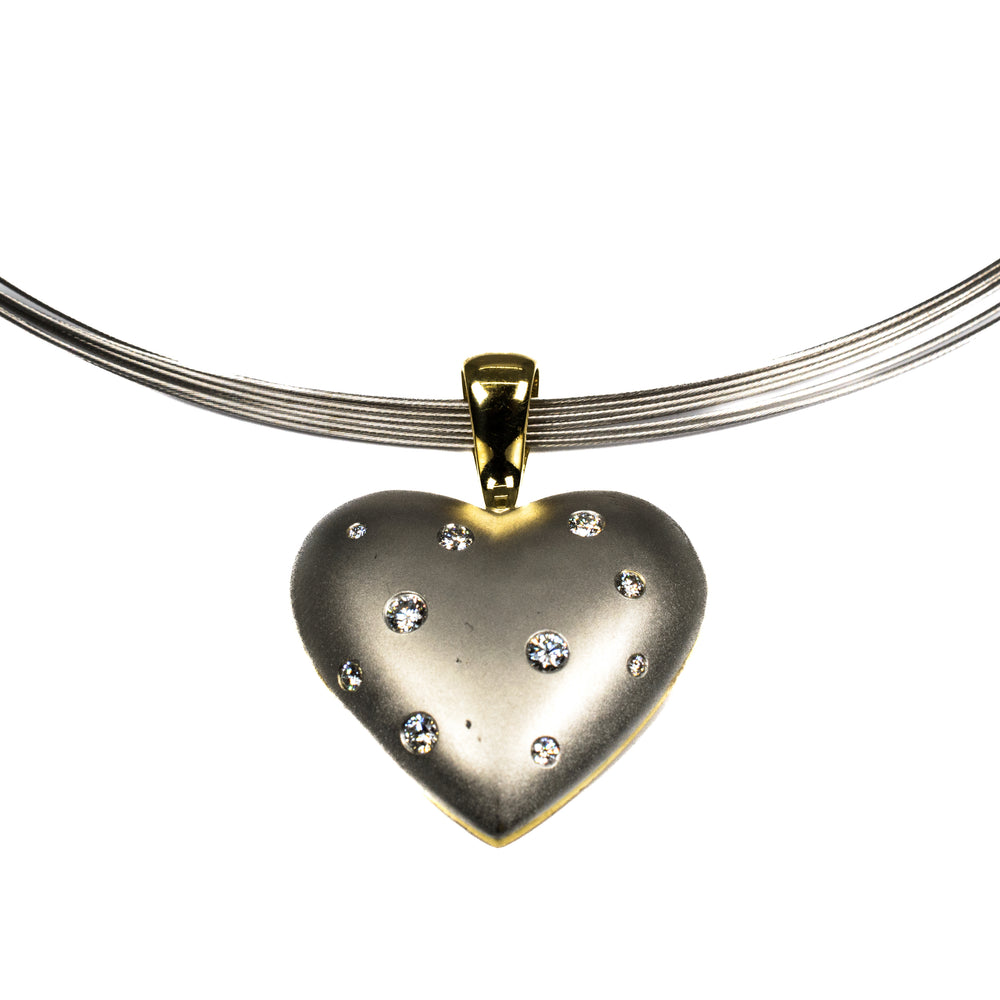 Platinum & 18kt Yellow Gold Diamond Heart Necklace