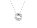 18kt White Gold and Diamond Pave Style Circle of Life Pendant Necklace