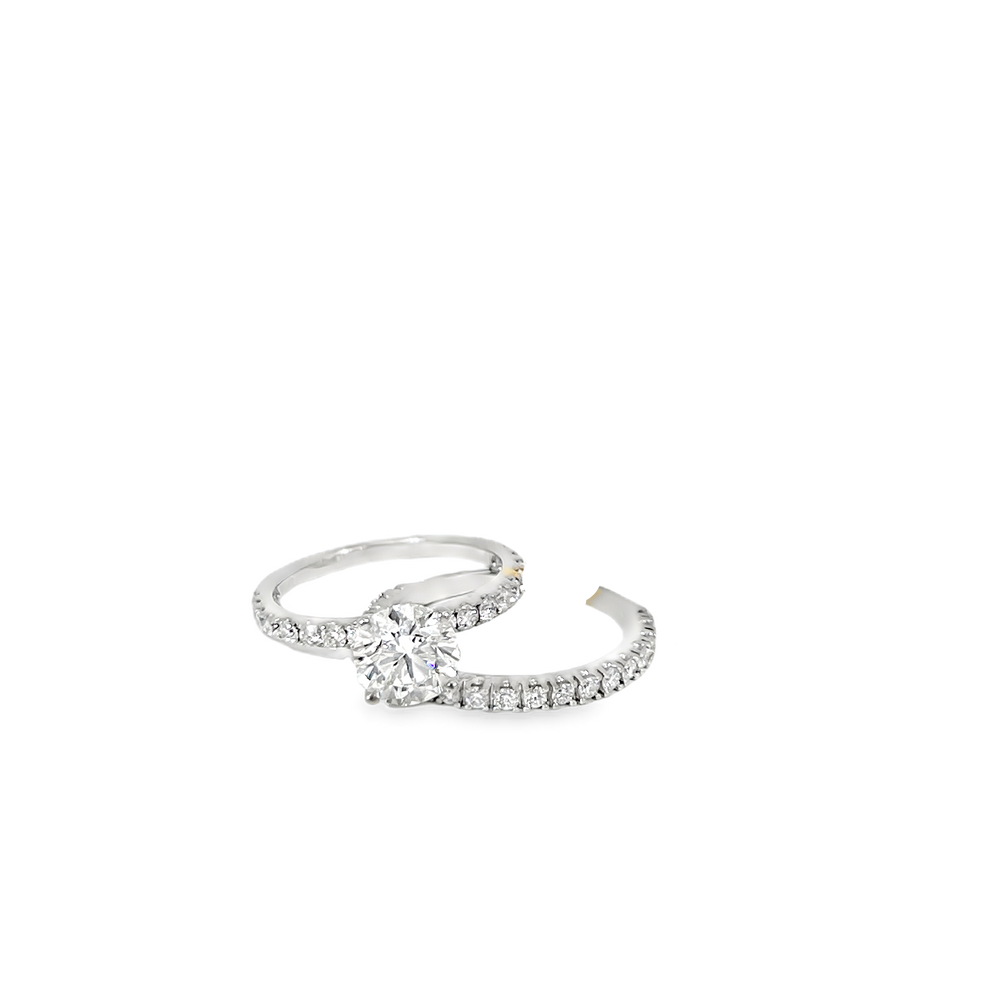 Estate 14K White Gold 1.50 Carat EGL Certified Round Brilliant Diamond Bridal Set