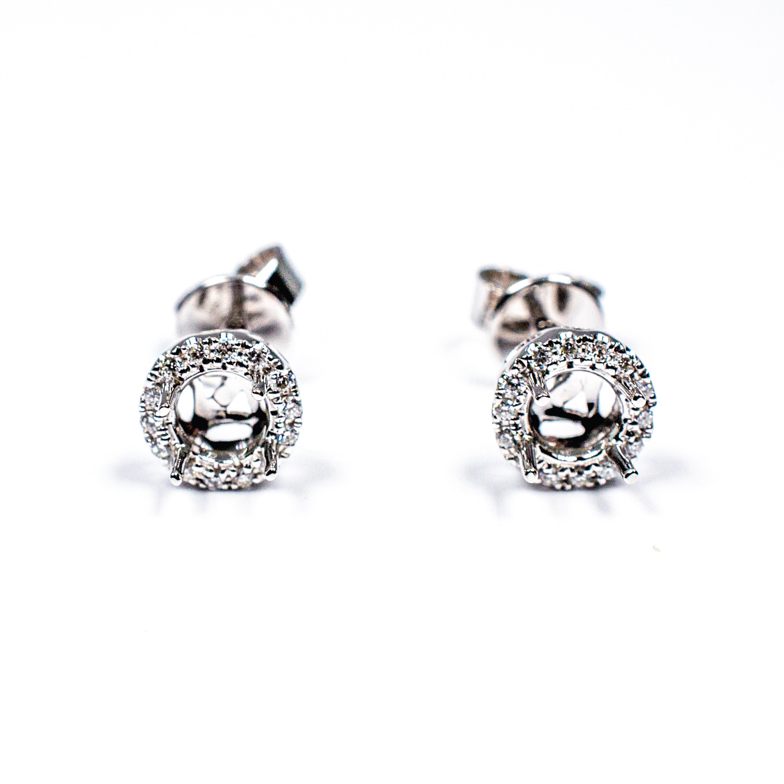 14kt White Gold Semi-Mount Diamond Earrings