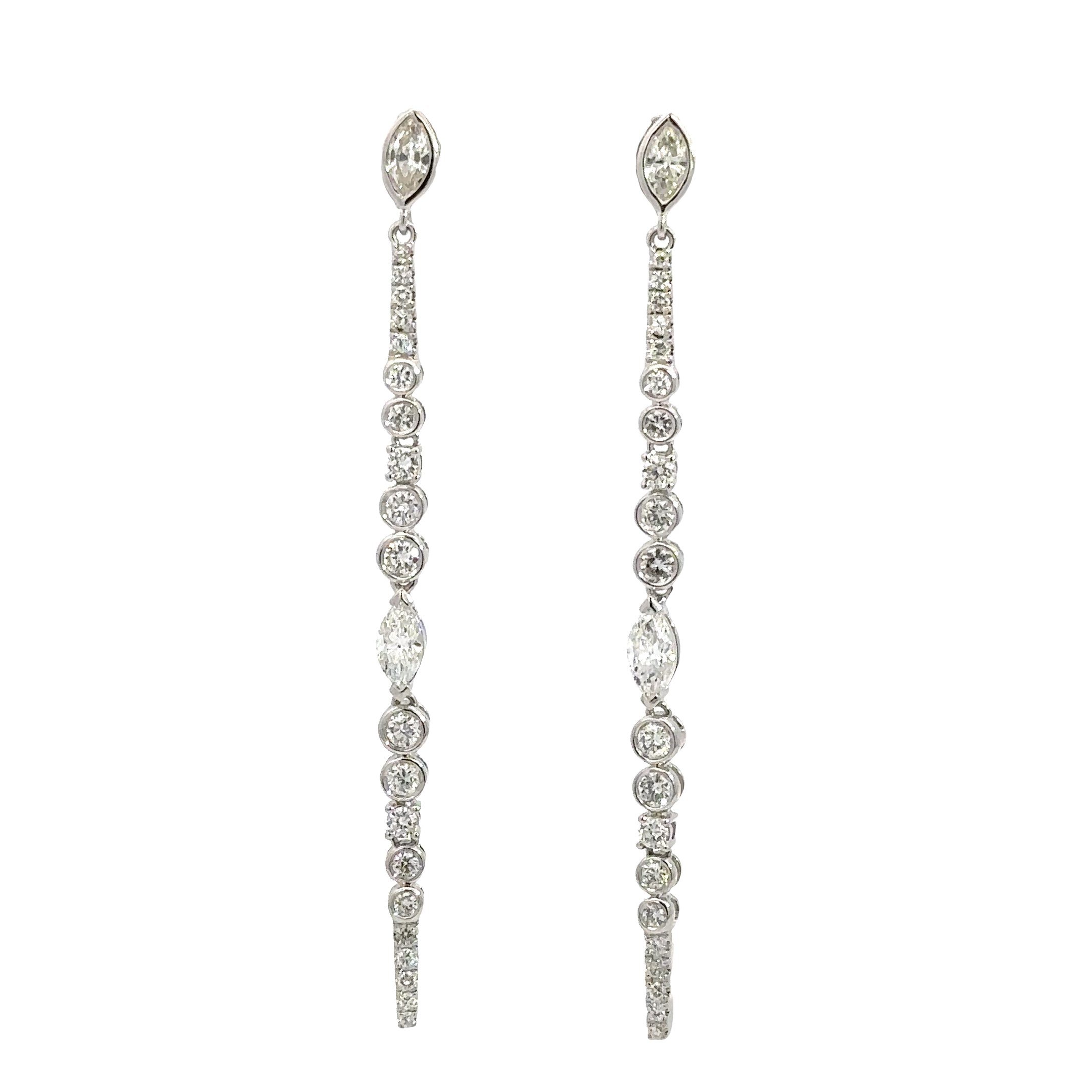 18k White Gold & Diamond Dangle Earrings